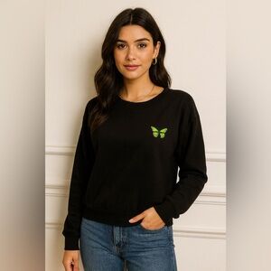 SHEIN Black and Green Crewneck Sweater